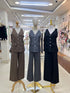 Button Down Sleeveless Vest With Back Zipper Trousers